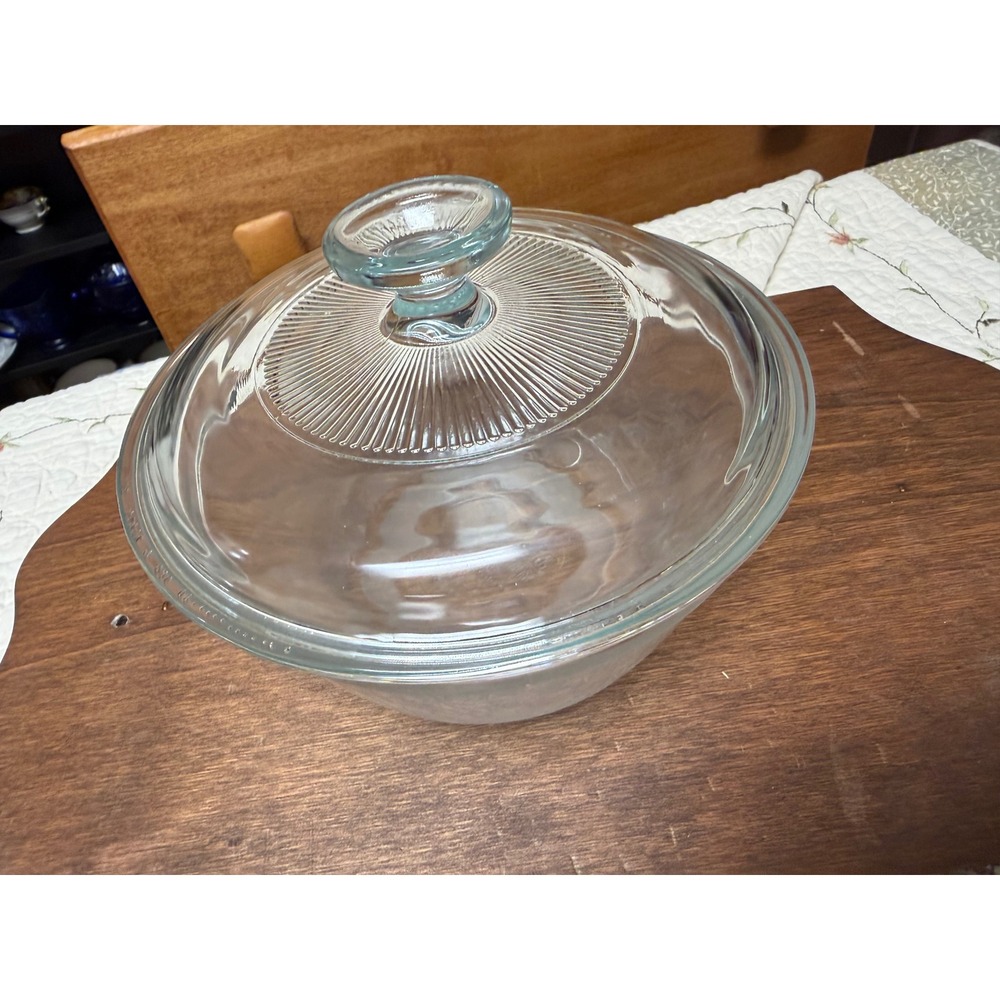 Anchor Hocking Glass Mixing Bowl with Lid 1.5 Qt Ovenware Clear Ribbed Vintage - Picture 4 of 5